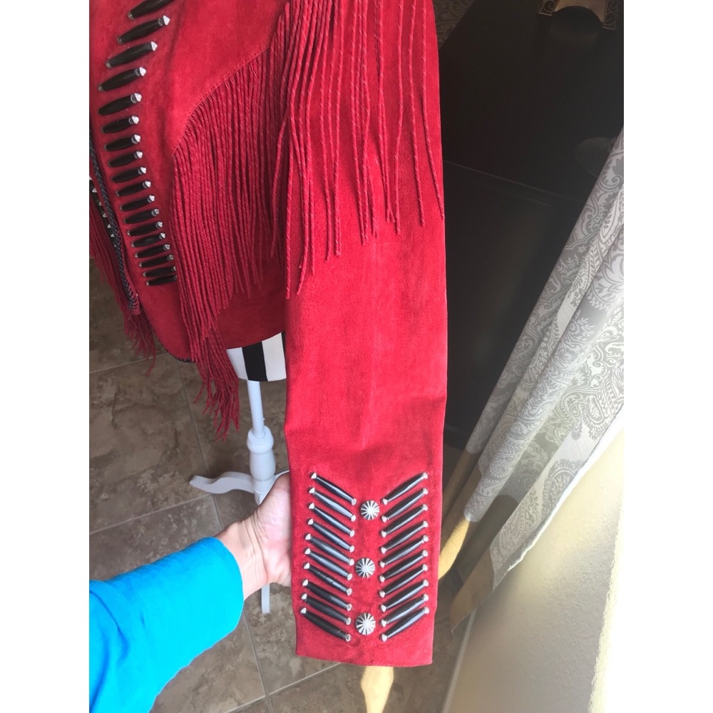 ABSOLUTELY GORGEOUS RED SUEDE CRIPPLE CREEK JACKET - Picture 5 of 8